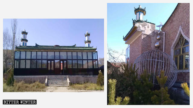 닝샤 구청(古城)진 소재 양팡(洋坊) 모스크에서도 초승달 상징물이 제거되었다