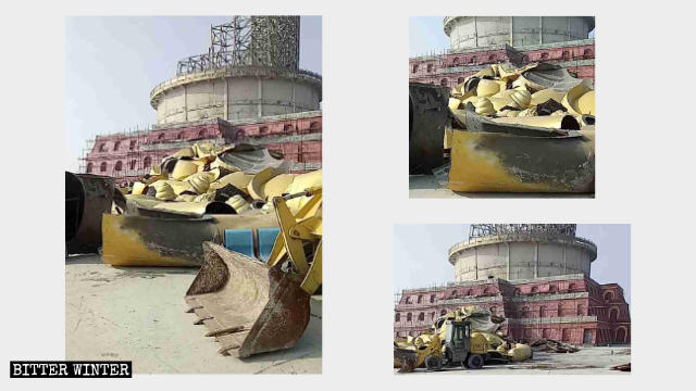 선당산 경관지구에 자리한 석가 청동 좌상이 파괴된 후 남은 잔재들