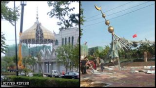 푸양현 모스크에서 이슬람 상징물이 철거됐다