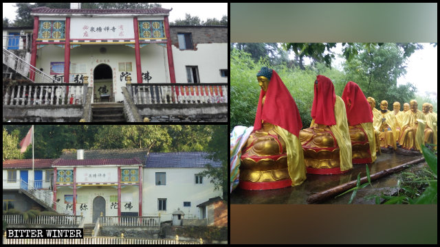 폐쇄되기 전후 천당선사(泉塘禪寺)의 모습