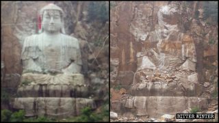 지린(吉林)성, 29미터 크기의 석가모니 부처상 폭파