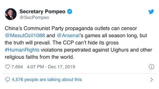 폼페이오 미국 국무장관이 트위터에 올린 외질 지지 글