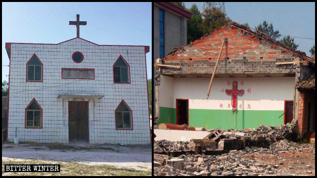 4월 10일, 장시성 푸저우시의 교회가 완전히 파괴되었다